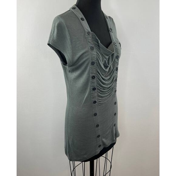 Anthropologie Pilcro and the Letterpress Gray Ruched Double Button Top Size M - Picture 3 of 7